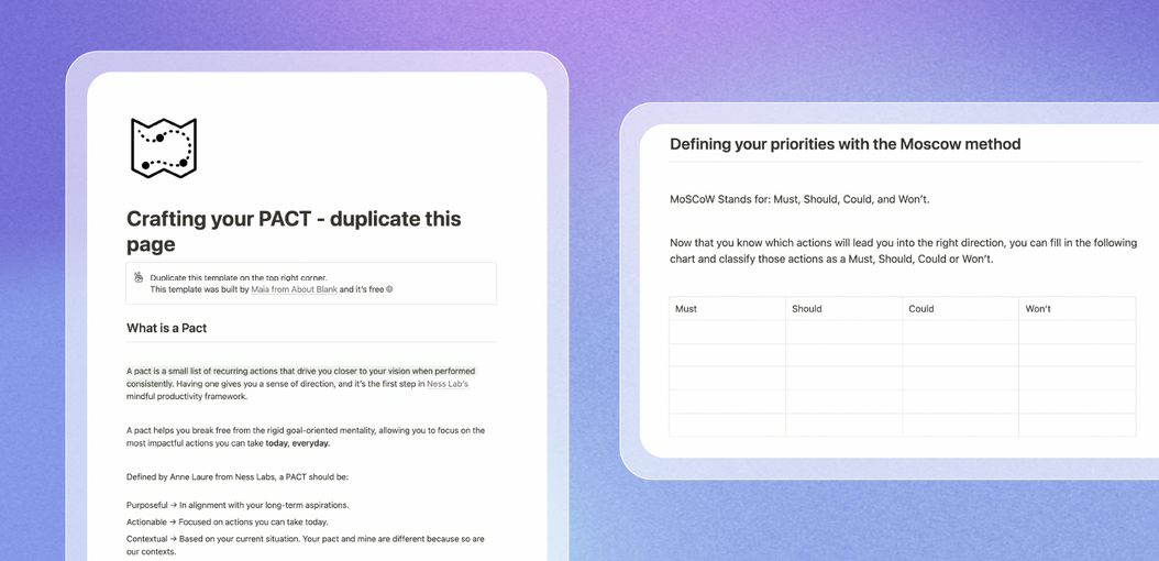 Crafting your PACT: focus on impact today, every day (+ free Notion template)